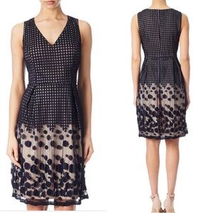 Adrianna Papell Dress Midi Pleated Flare Navy Blue Dress NWT size Medium